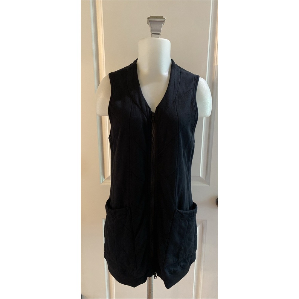 PRAIRIE UNDERGROUND Black Quilted Vest Zipper Pocket 100% Cotton Size‎ Medium
